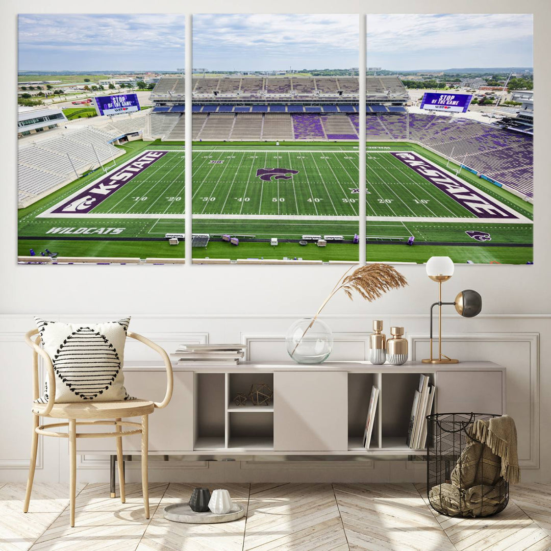 KState Wildcats Football Team Print - Manhattan Bill Snyder Family Football Stadium Wall Art Canvas Print