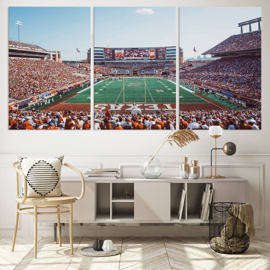 University of Texas Longhorns Football Team Print - Austin Darrell K Royal-Texas Memorial Stadium at Campbell-Williams Field Wall Art Canvas Print