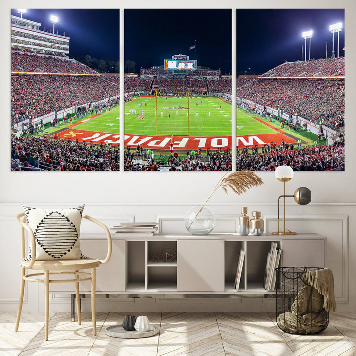 Wolfpack Football Team Print - Raleigh Carter-Finley Stadium Wall Art Canvas Print