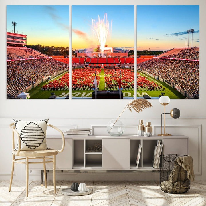 North Carolina State University Wolfpack Football Team Print - Raleigh Carter-Finley Stadium Wall Art Canvas Print