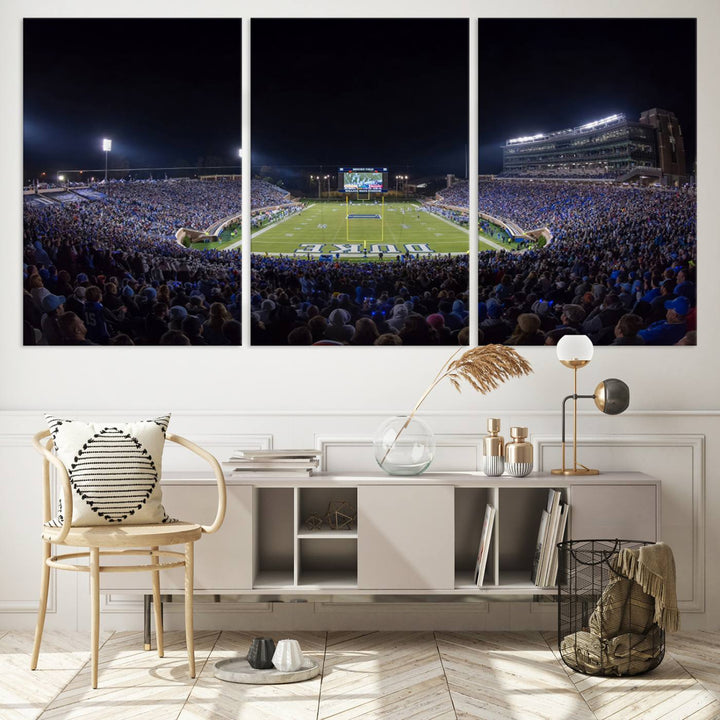 Duke University Blue Devils Football Team Print - Durham Wallace Wade Stadium Wall Art Canvas Print