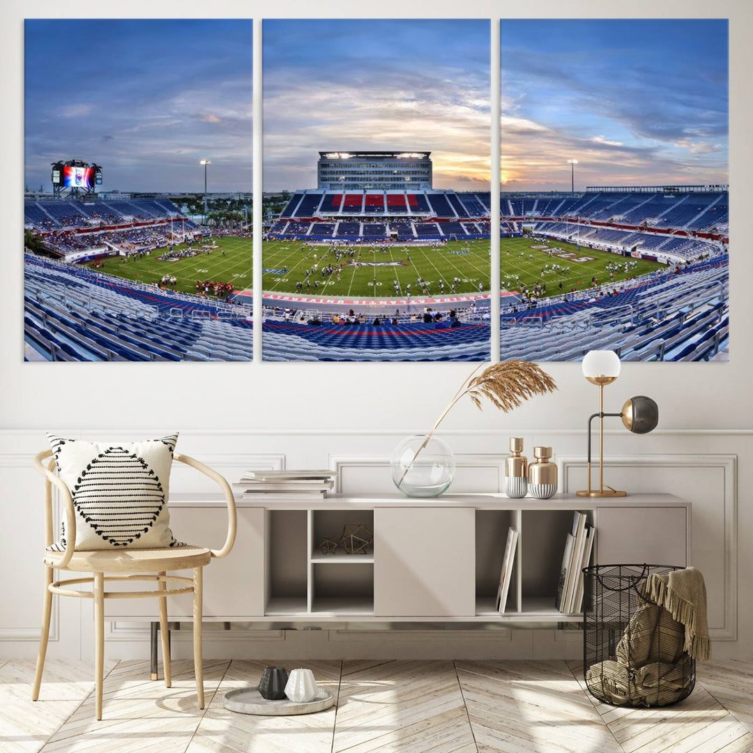 Florida Atlantic University Owls Football Team Print - Boca Raton FAU Stadium Wall Art Canvas Print