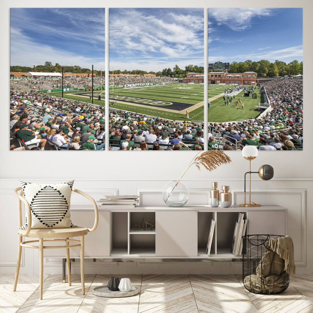 University of Charlotte 49ers Football Team Print - Charlotte Jerry Richardson Stadium Wall Art Canvas Print