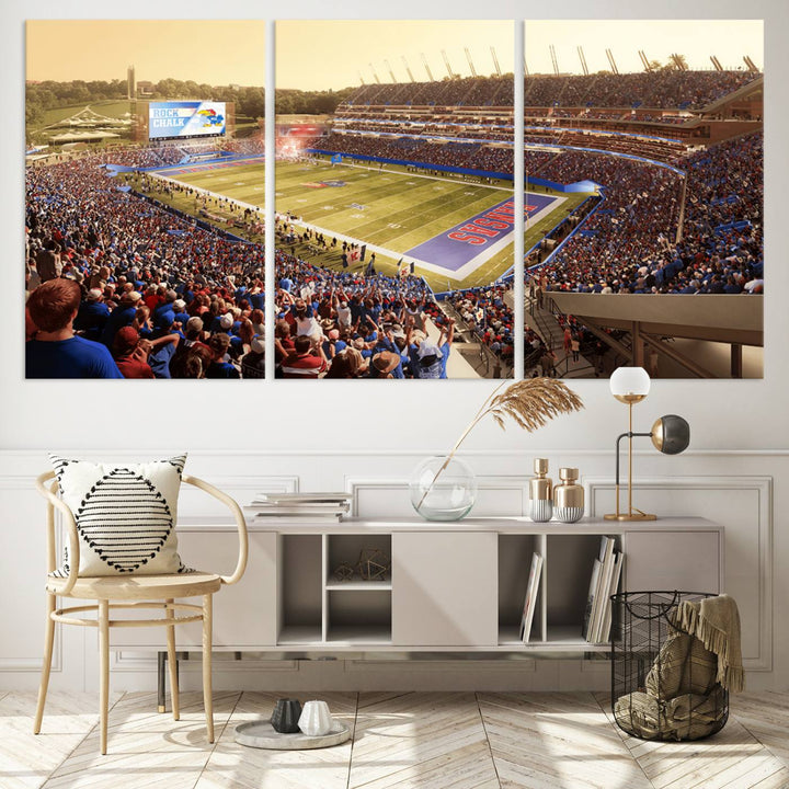 University of Kansas Jayhawks Football Team Print - Lawrence Kansas Memorial Stadium Wall Art Canvas Print