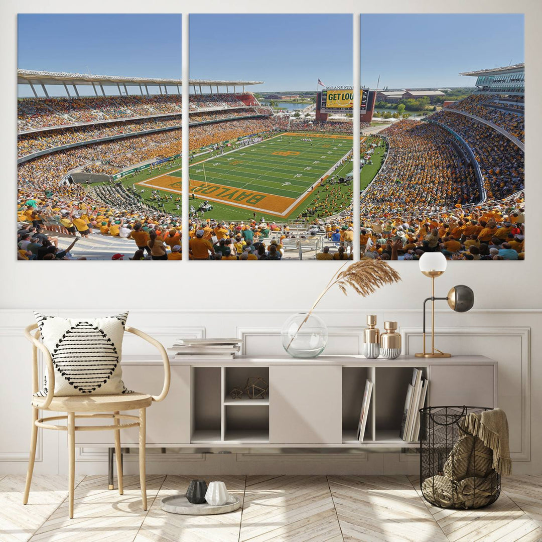 Baylor University Bears Football Team Print - Waco McLane Stadium Wall Art Canvas Print