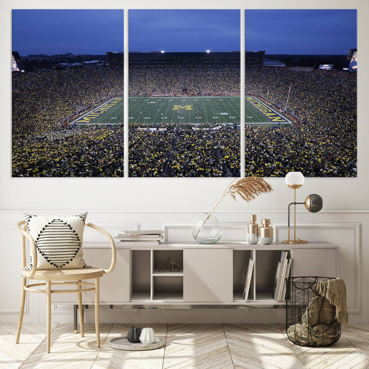 University of Michigan Wolverines Football Team Print - Ann Arbor Michigan Stadium Wall Art Canvas Print