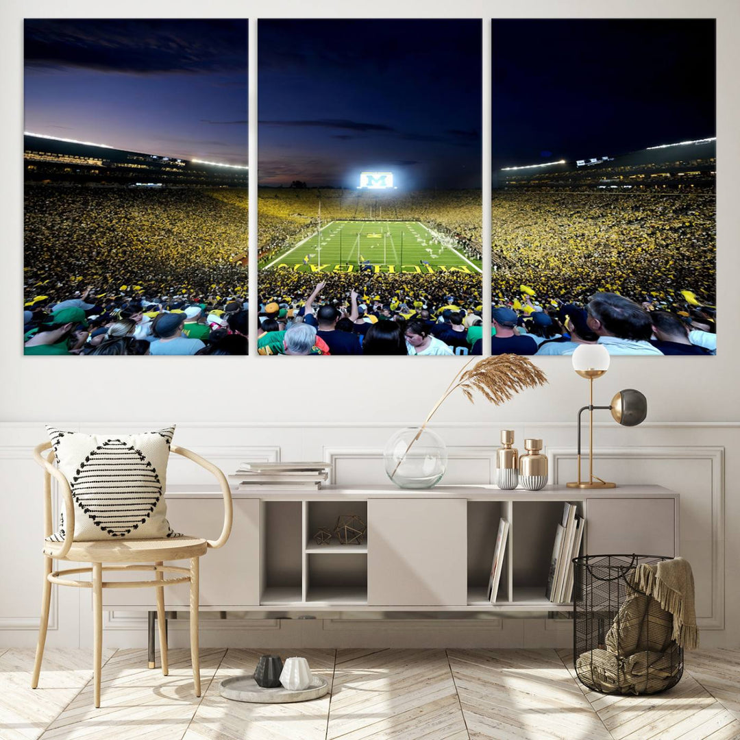 University of Michigan Wolverines Football Team Print - Ann Arbor Michigan Stadium Wall Art Canvas Print