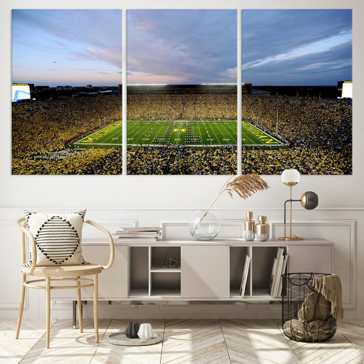 University of Michigan Wolverines Football Team Print - Ann Arbor Michigan Stadium Wall Art Canvas Print