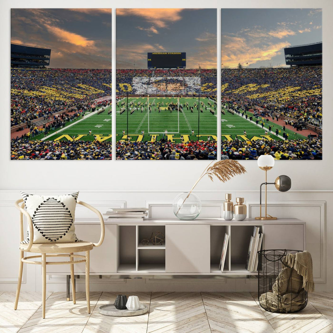 University of Michigan Wolverines Football Team Print - Ann Arbor Michigan Stadium Wall Art Canvas Print