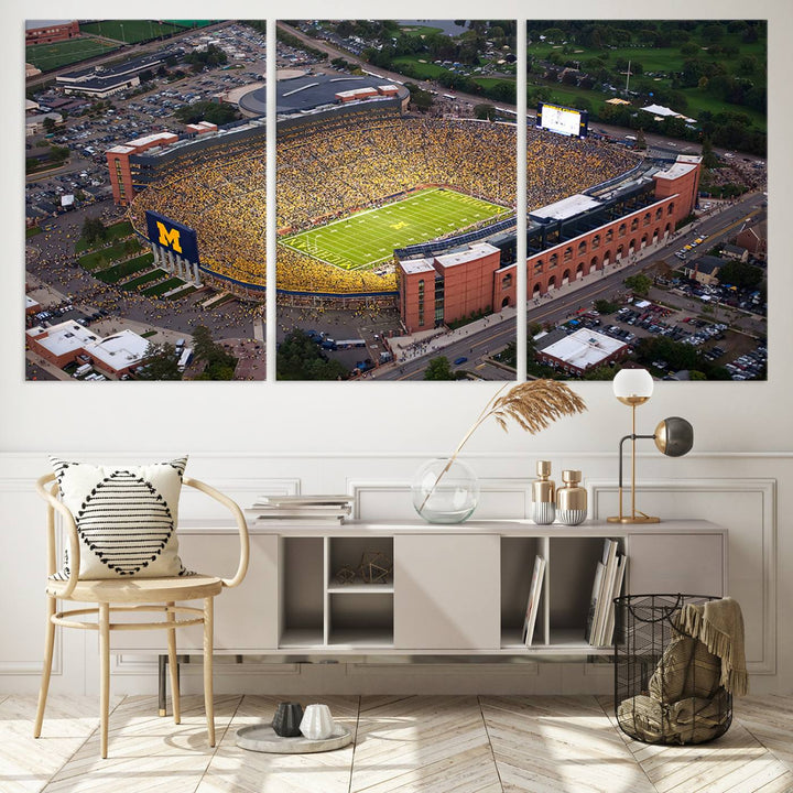 University of Michigan Wolverines Football Team Print - Ann Arbor Michigan Stadium Wall Art Canvas Print