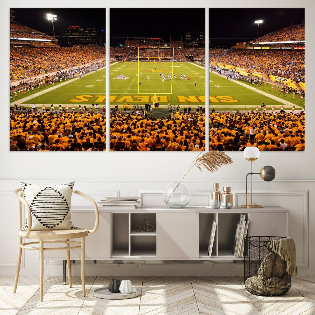 ASU Sun Devils Football Team Print - Phoenix Mountain America Stadium Wall Art Canvas Print