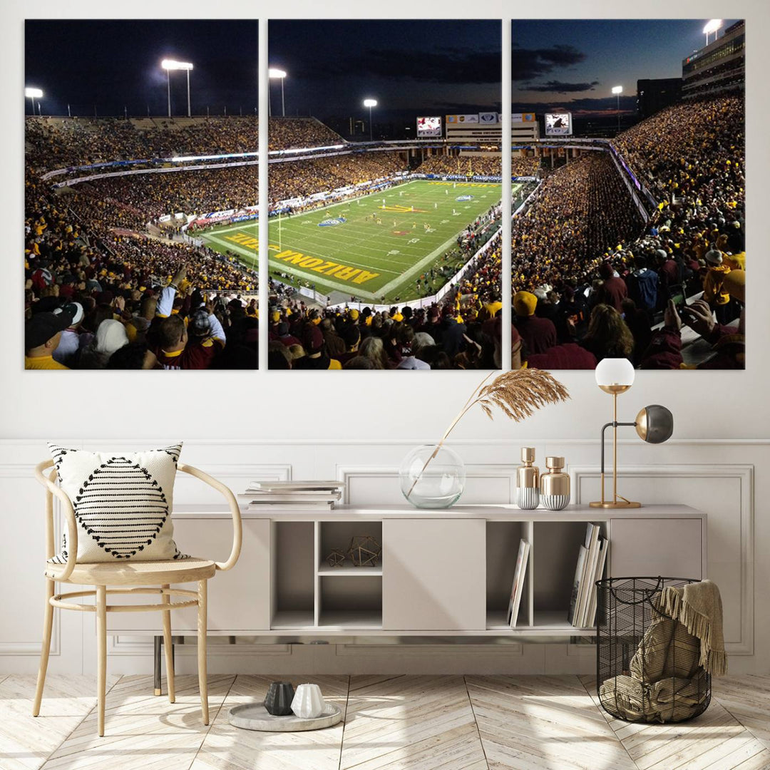 ASU Sun Devils Football Team Print - Phoenix Mountain America Stadium Wall Art Canvas Print