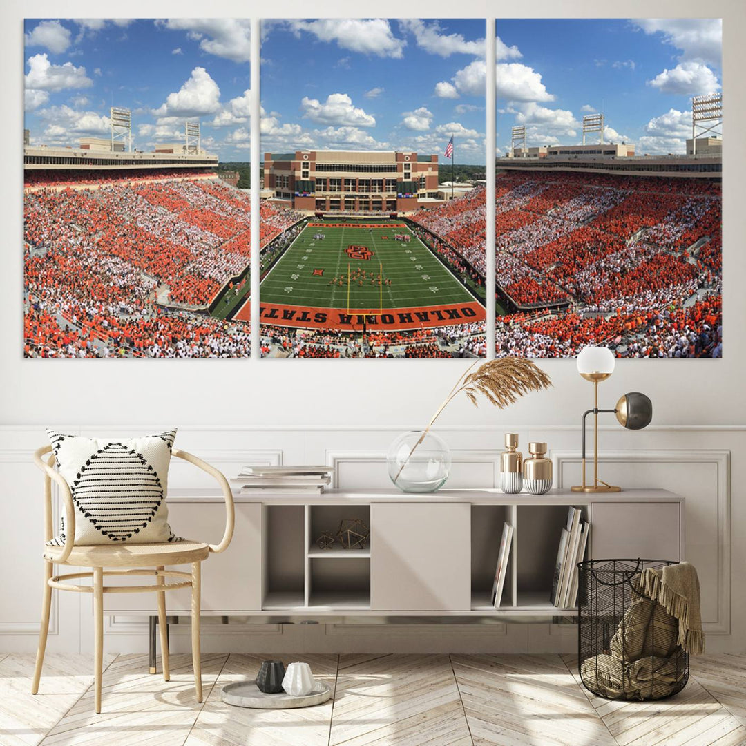 Oklahoma State Cowboys Football Team Print - Stillwater Boone Pickens Stadium Wall Art Canvas Print