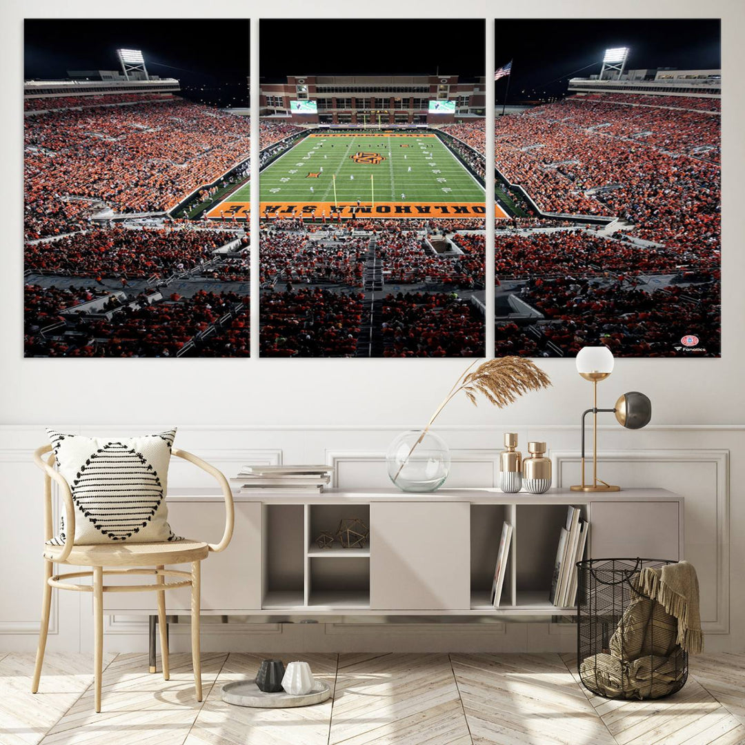 Oklahoma State Cowboys Football Team Print - Stillwater Boone Pickens Stadium Wall Art Canvas Print