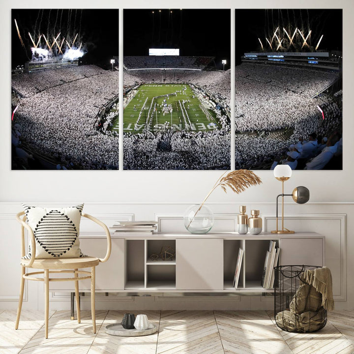 Penn State Nittany Lions Football Team Print - University Park Beaver Stadium Wall Art Canvas Print