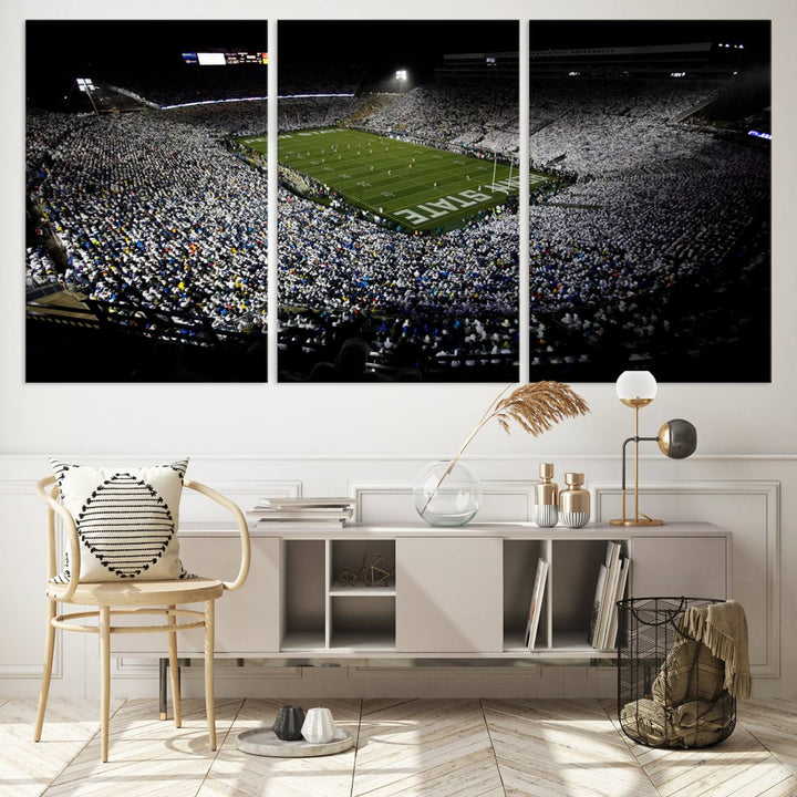 Penn State Nittany Lions Football Team Print - University Park Beaver Stadium Wall Art Canvas Print