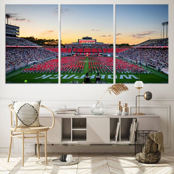 NC State Wolfpack Football Team Print - Raleigh Carter-Finley Stadium Wall Art Canvas Print