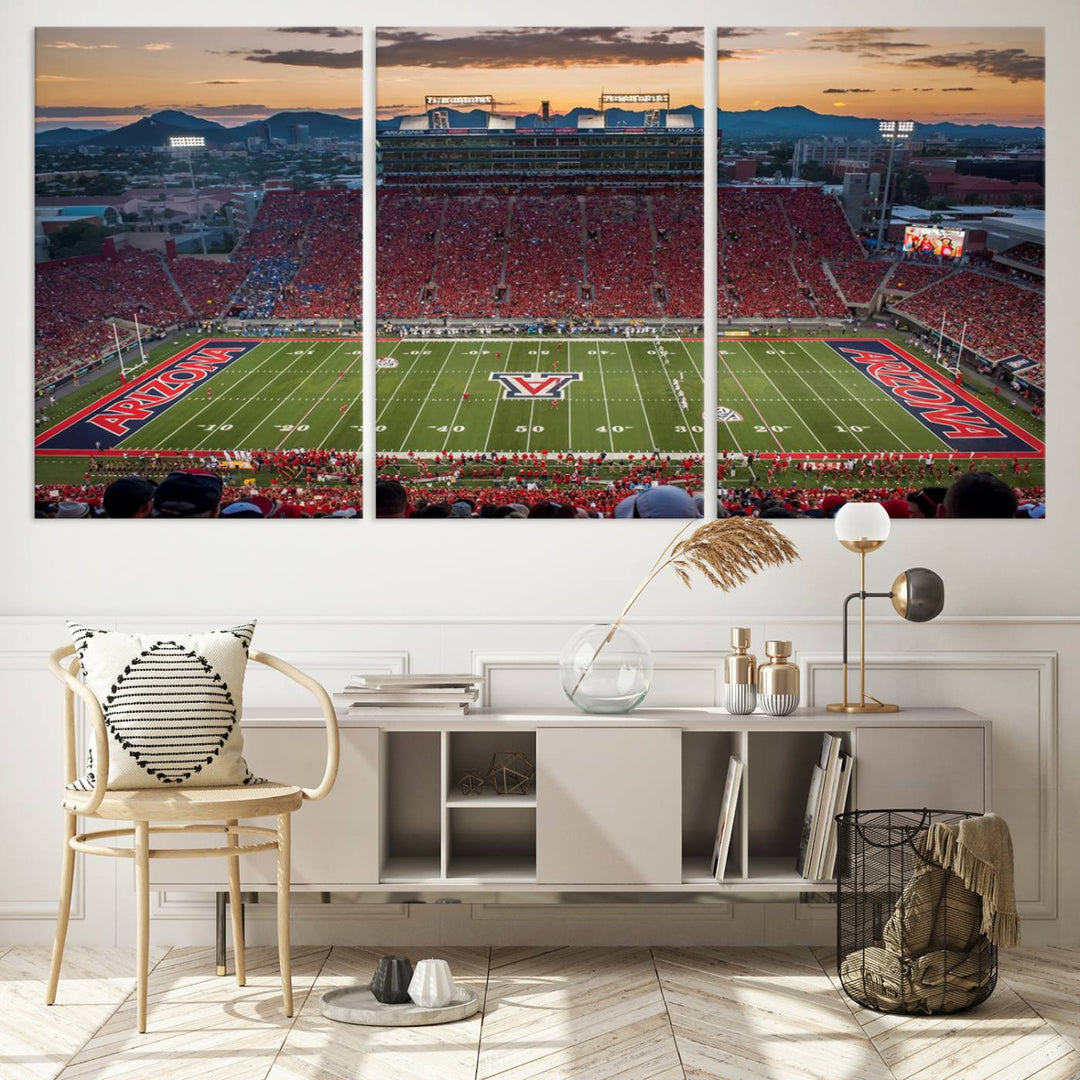 Arizona Wildcats Football Team Print - Tucson Arizona Stadium Wall Art Canvas Print