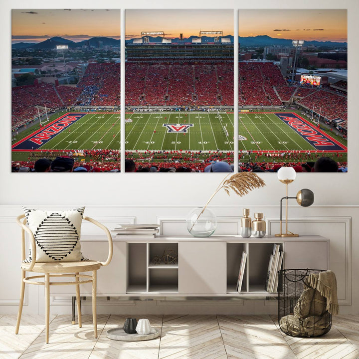 Arizona Wildcats Football Team Print - Tucson Arizona Stadium Wall Art Canvas Print