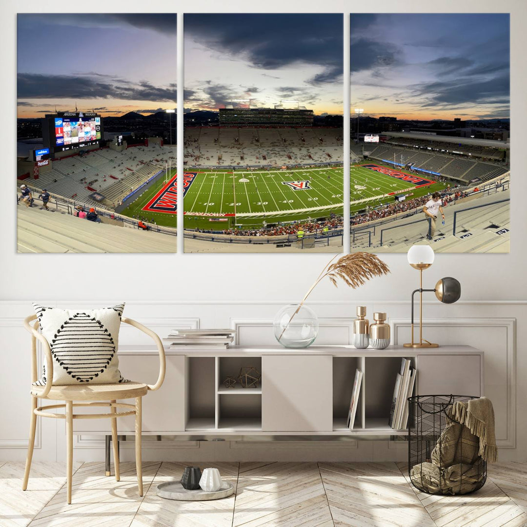 Arizona Wildcats Football Team Print - Tucson Arizona Stadium Wall Art Canvas Print