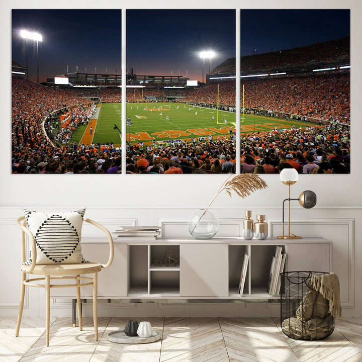 Clemson University Tigers Football Team Print - Clemson Memorial Stadium Wall Art Canvas Print