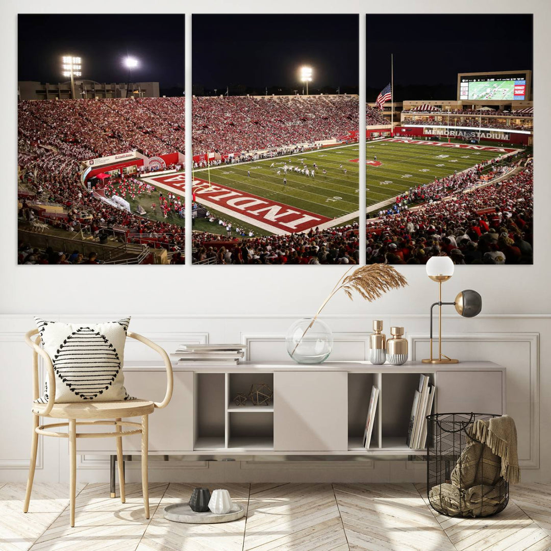 Indiana University Hoosiers Football Team Print - Bloomington Memorial Stadium Wall Art Canvas Print