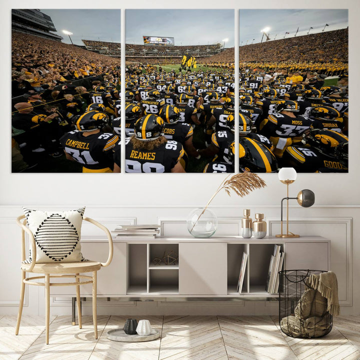 Iowa University Hawkeyes Football Team Print - Iowa City Kinnick Stadium Wall Art Canvas Print