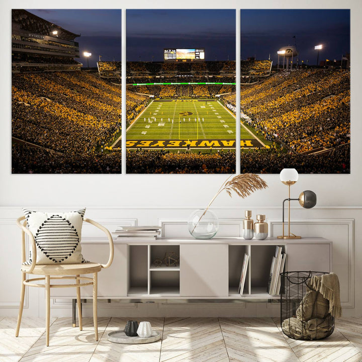 Iowa University Hawkeyes Football Team Print - Iowa City Kinnick Stadium Wall Art Canvas Print