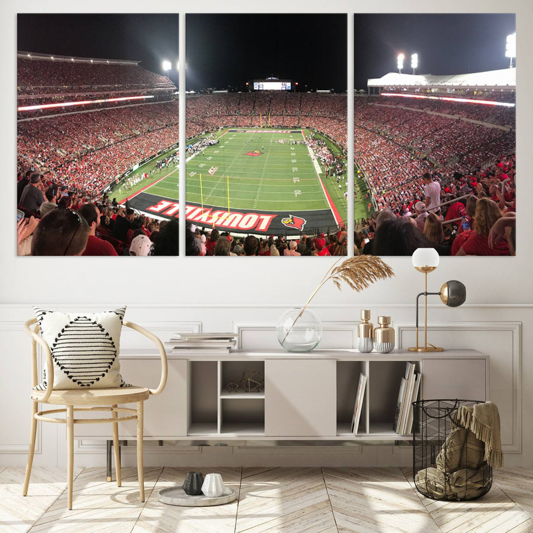 University of Louisville Cardinals Football Team Print - Louisville Cardinal Stadium Wall Art Canvas Print