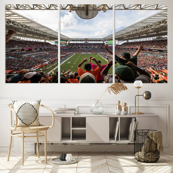 Miami Hurricanes Football Team Print - Miami Hard Rock Stadium Wall Art Canvas Print