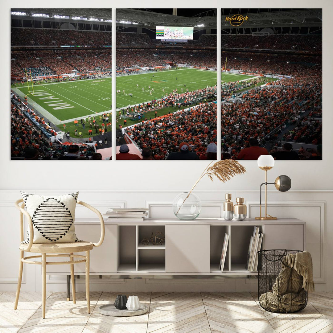 Miami Hurricanes Football Team Print - Miami Hard Rock Stadium Wall Art Canvas Print