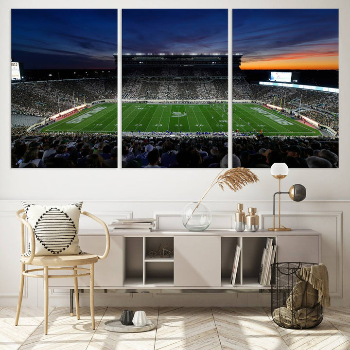 Michigan State Spartans Football Team Print - East Lansing Spartan Stadium Wall Art Canvas Print