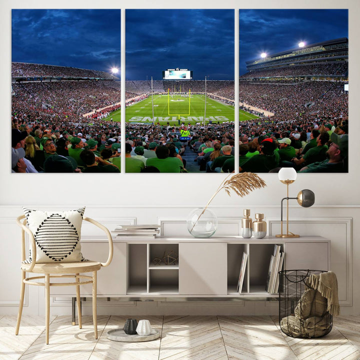 Michigan State Spartans Football Team Print - East Lansing Spartan Stadium Wall Art Canvas Print