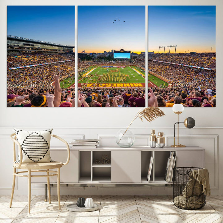 University of Minnesota Golden Gophers Football Team Print - Minneapolis Huntington Bank Stadium Wall Art Canvas Print