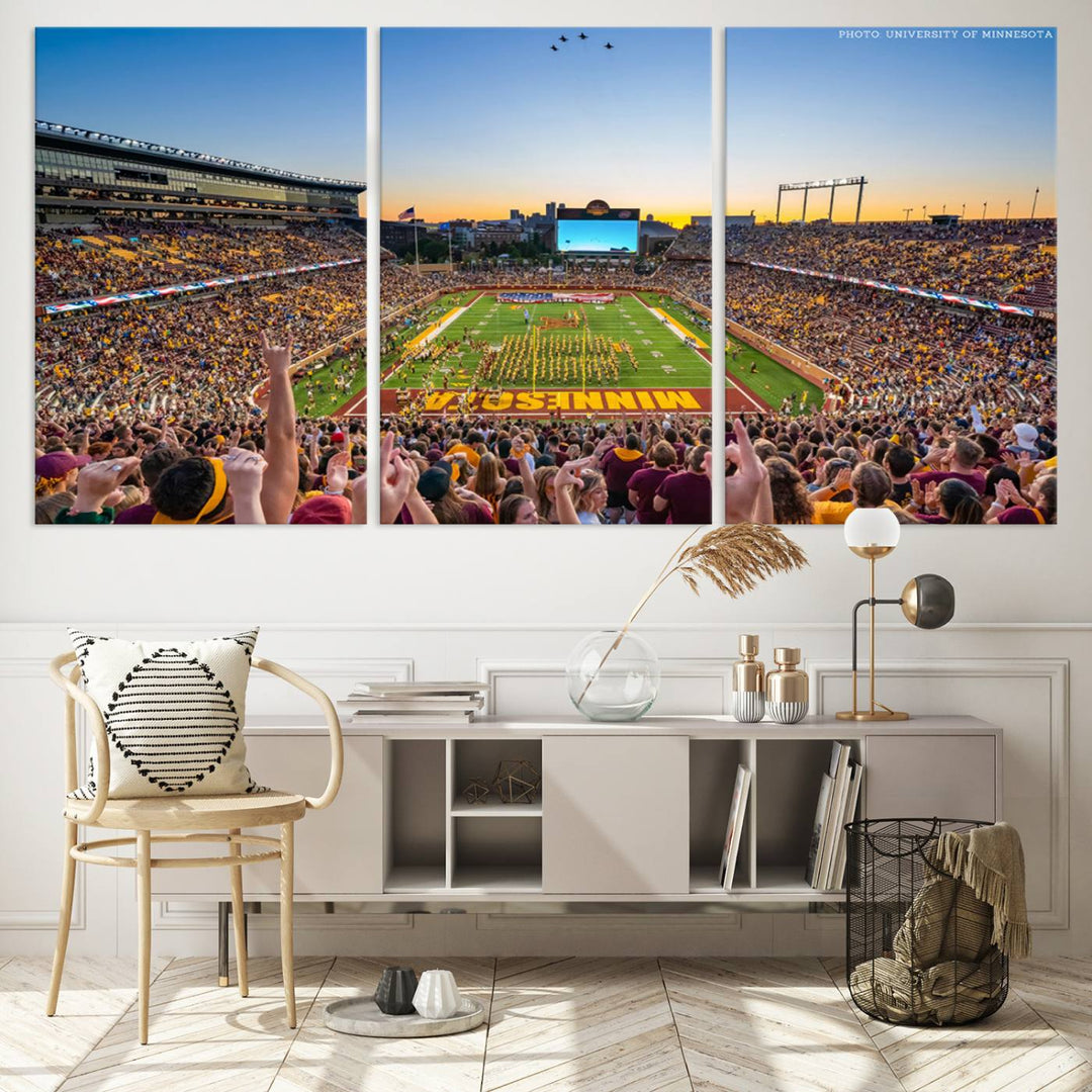 University of Minnesota Golden Gophers Football Team Print - Minneapolis Huntington Bank Stadium Wall Art Canvas Print