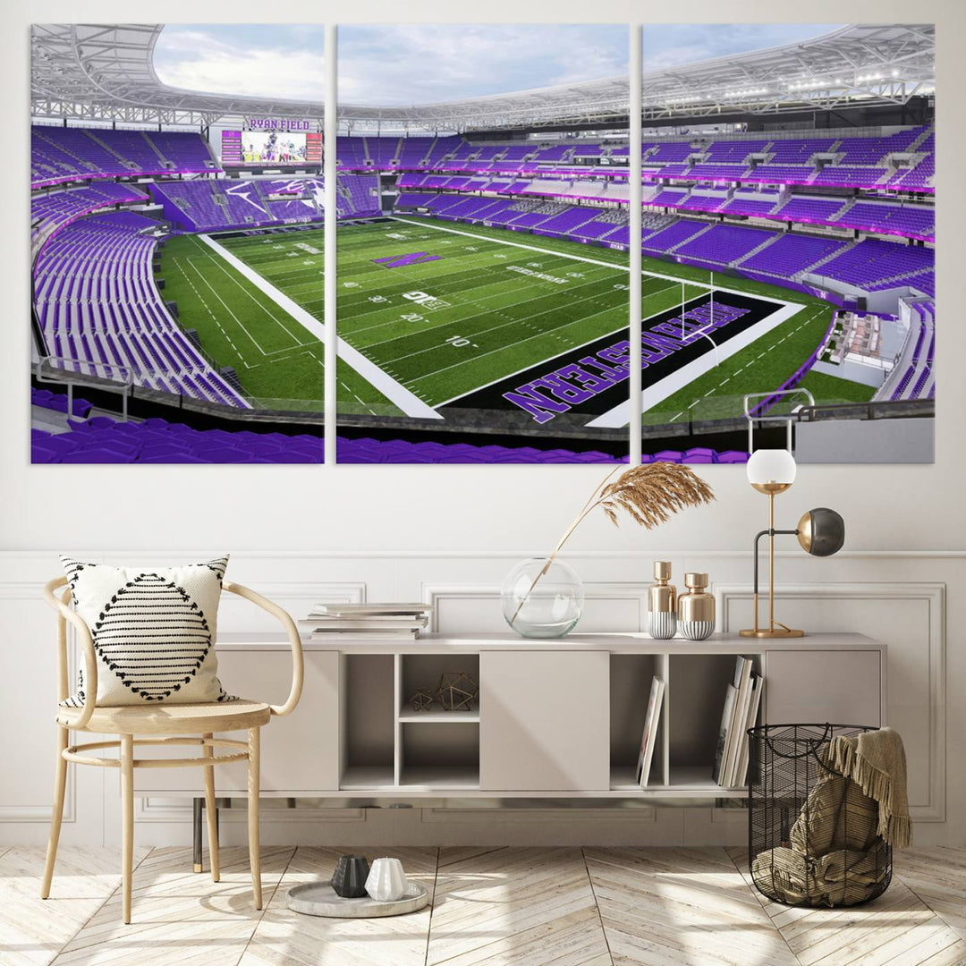 Northwestern University Wildcats Football Team Print - Evanston Ryan Field Wall Art Canvas Print