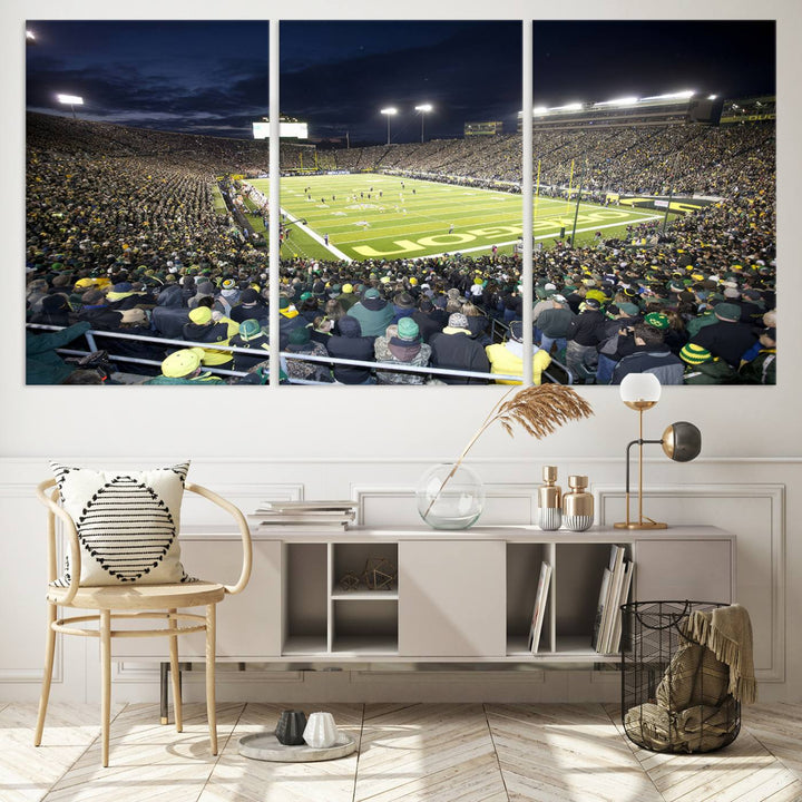 University of Oregon Ducks Football Team Print - Eugene Autzen Stadium Wall Art Canvas Print