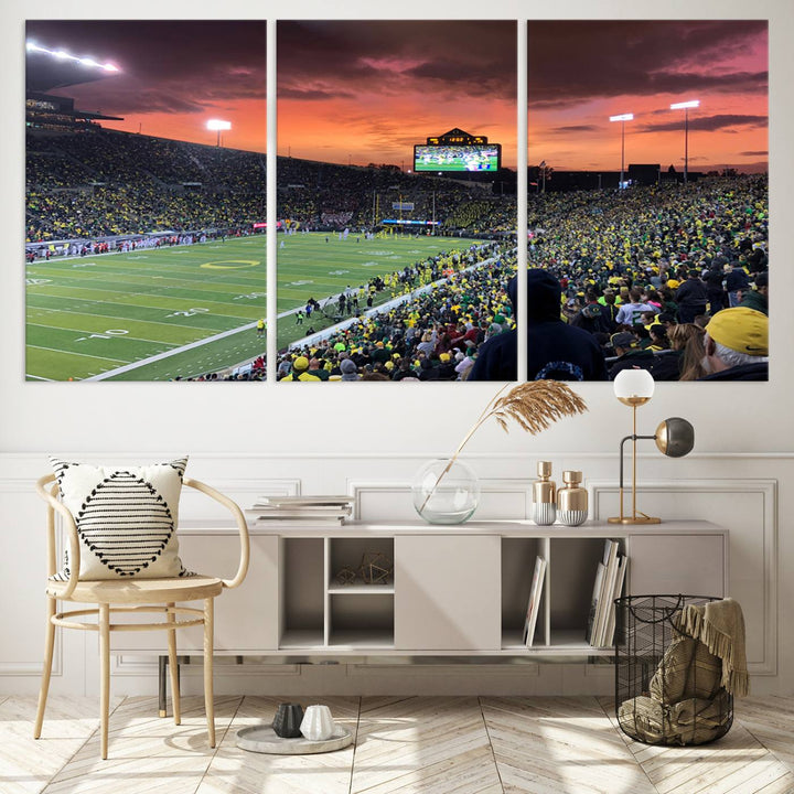 University of Oregon Ducks Football Team Print - Eugene Autzen Stadium Wall Art Canvas Print