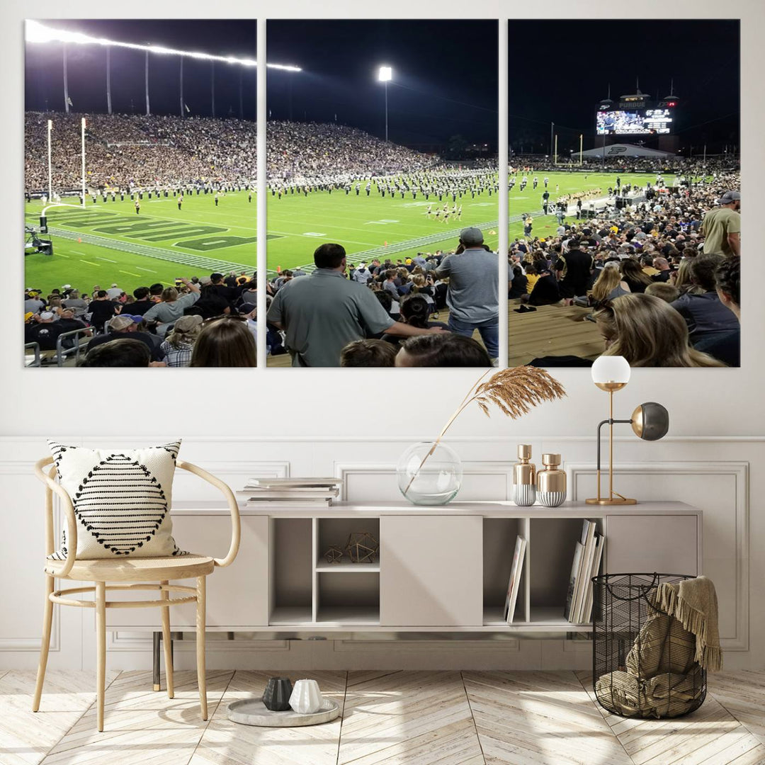 Purdue University Boilermakers Football Team Print - West Lafayette Ross-Ade Stadium Wall Art Canvas Print