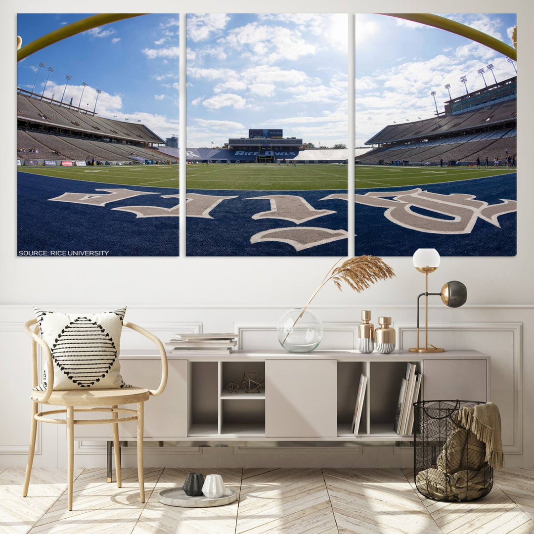 Rice University Owls Football Team Print - Houston Rice Stadium Wall Art Canvas Print