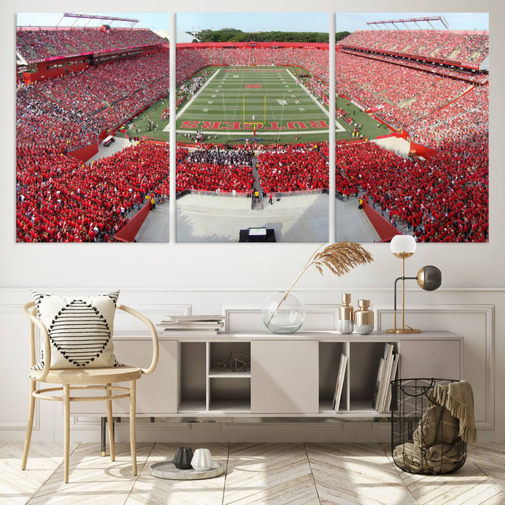 Rutgers Scarlet Knights Football Team Print - Piscataway SHI Stadium Wall Art Canvas Print