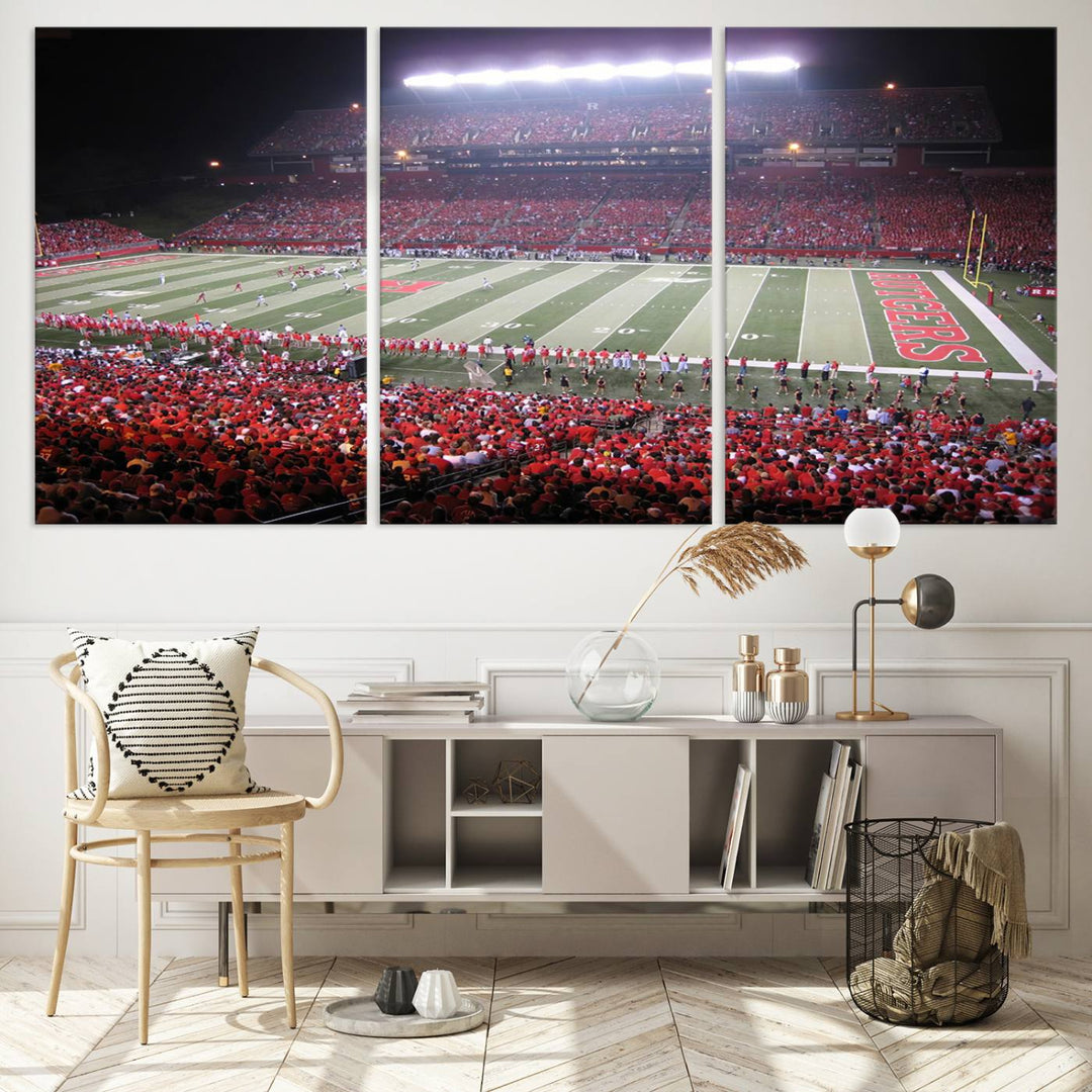 Rutgers University Scarlet Knights Football Team Print - Piscataway SHI Stadium Wall Art Canvas Print