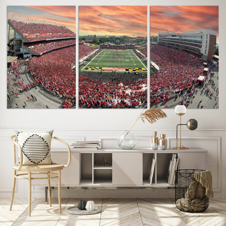 University of Maryland Terrapins Football Team Print - College Park SECU Stadium Wall Art Canvas Print