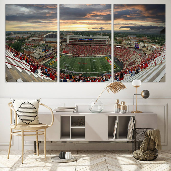 University of Maryland Terrapins Football Team Print - College Park SECU Stadium Wall Art Canvas Print