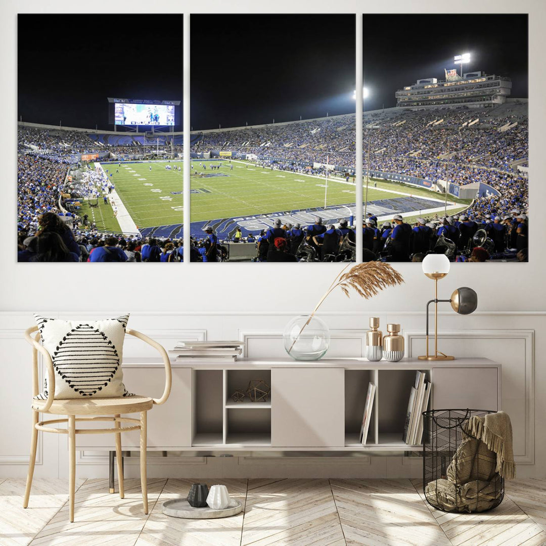 University of Memphis Tigers Football Team Print - Memphis Simmons Bank Liberty Stadium Wall Art Canvas Print