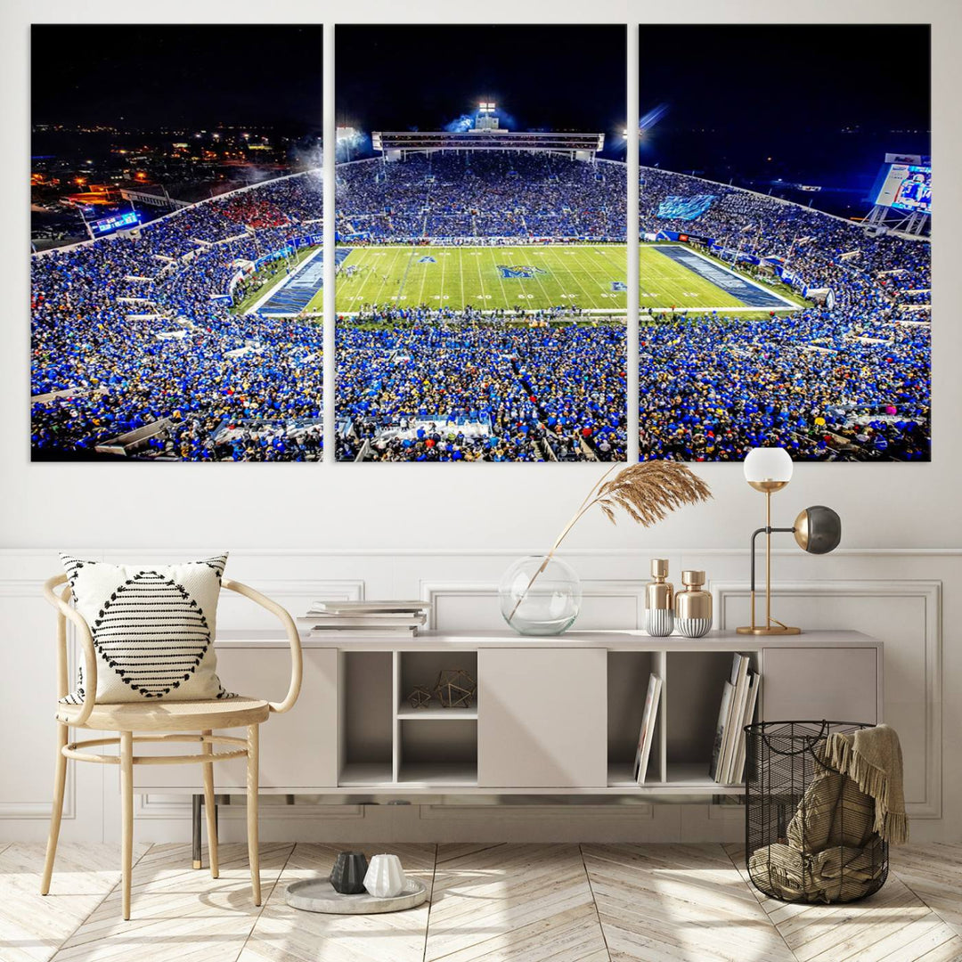 University of Memphis Tigers Football Team Print - Memphis Simmons Bank Liberty Stadium Wall Art Canvas Print