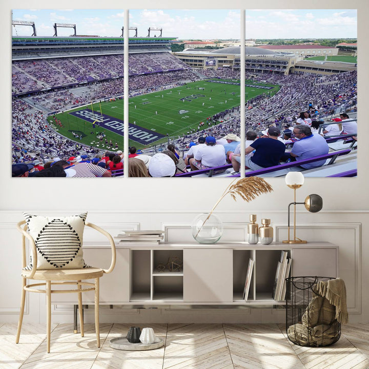 The Texas Christian University TCU Horned Frogs Football Team Print - Fort Worth Amon G. Carter Stadium Wall Art Canvas Print