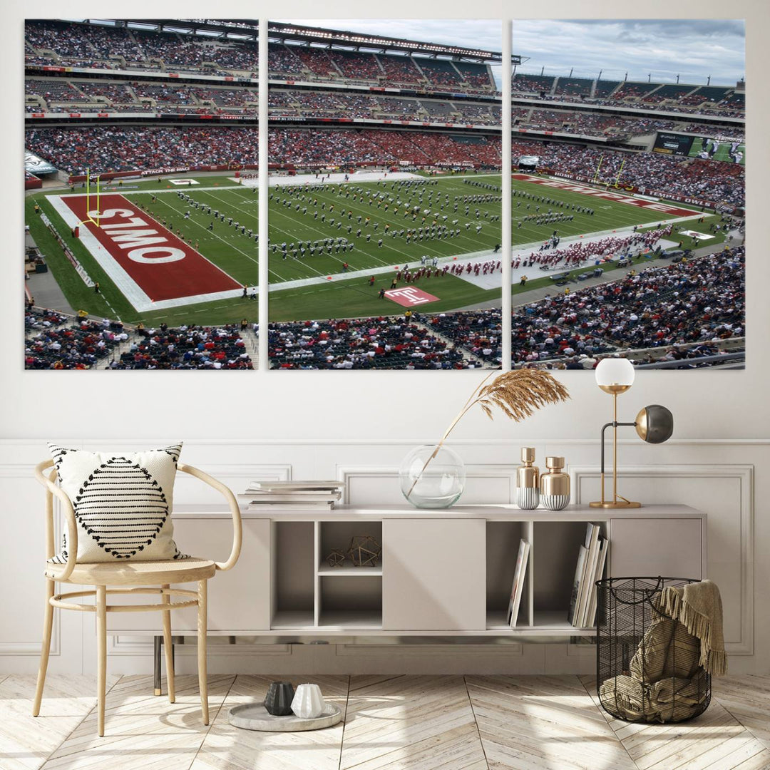 The Temple University Owls Athletics Team Print - Philadelphia Lincoln Financial Field Stadium Wall Art Canvas Print