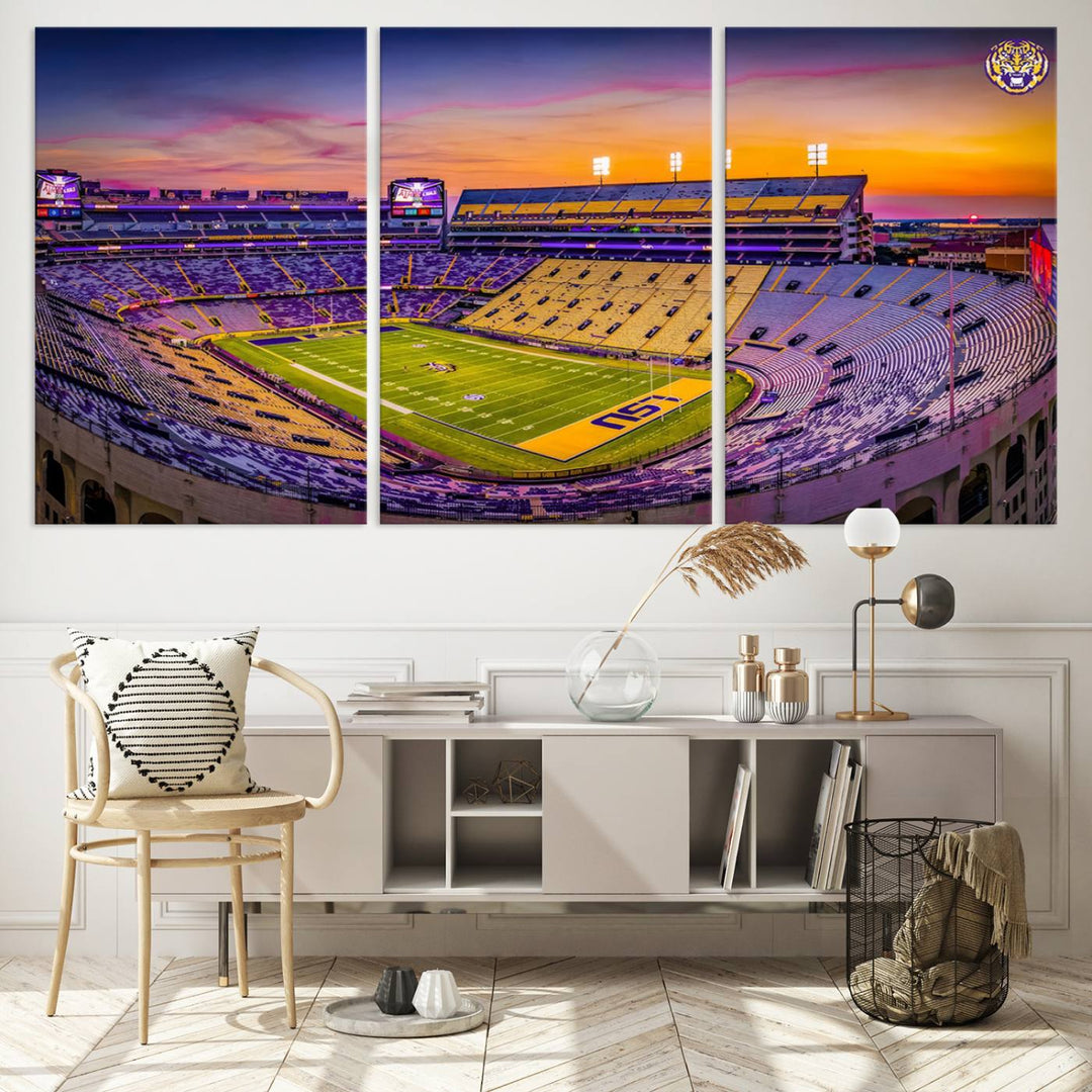 The Louisiana State University Tigers Football Team Print - Baton Rouge Tiger Stadium Wall Art Canvas Print