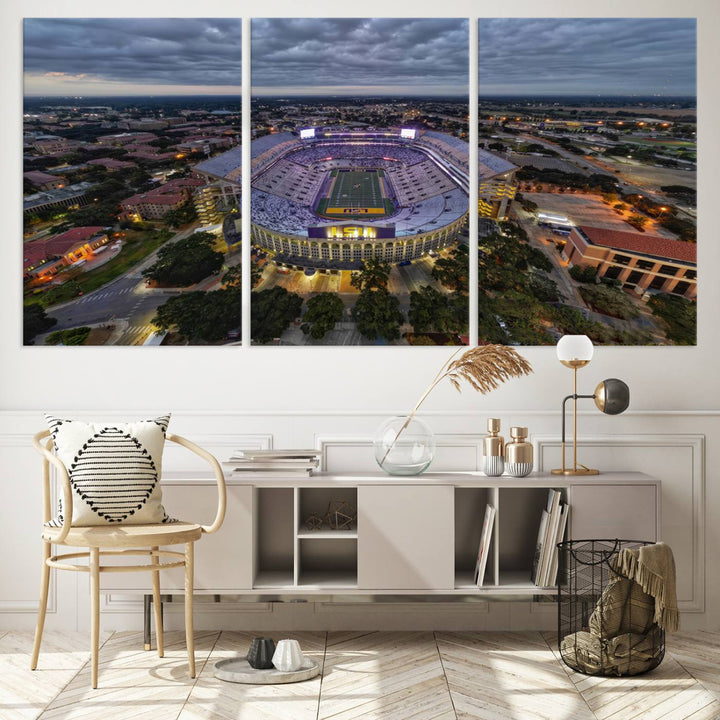 The Louisiana State University Tigers Football Team Print - Baton Rouge Tiger Stadium Wall Art Canvas Print